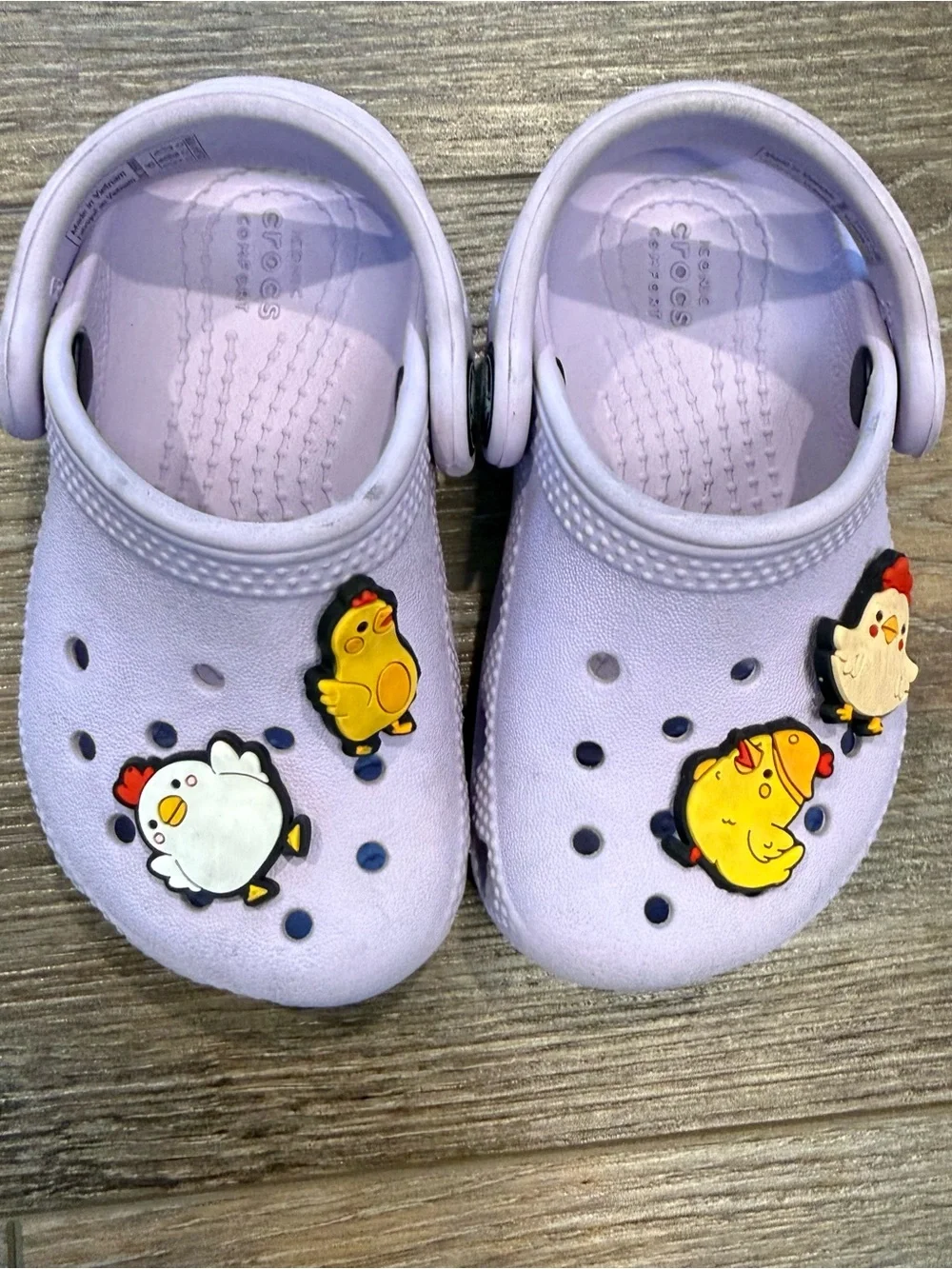 CROCS Kids Lavender Slip-On Clogs with Chick Charms